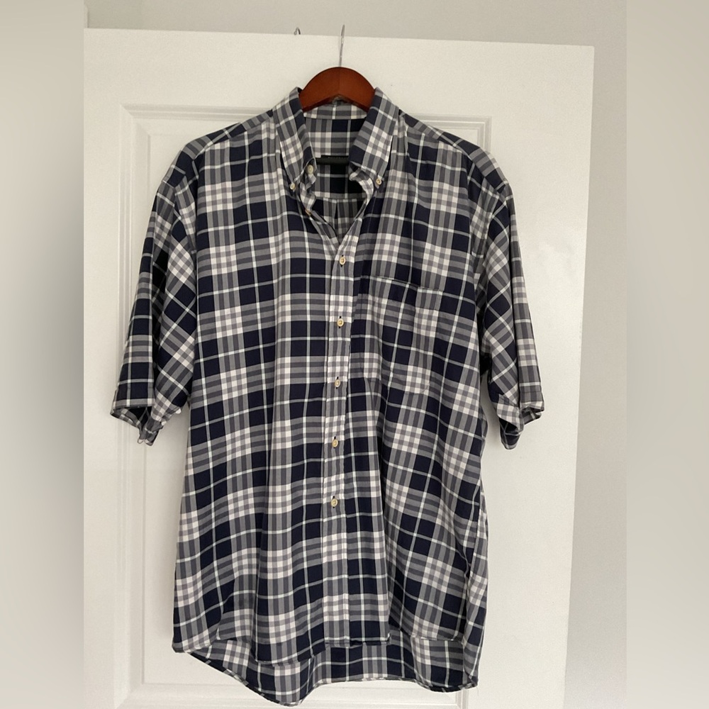 Burberry London blue/ white checkered men’s L button down.